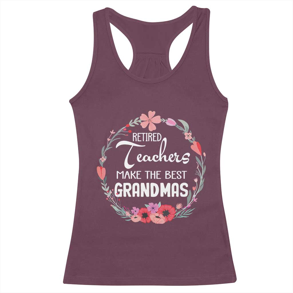 Retired Teacher Racerback Tank Top Floral For Grandmas Retirement