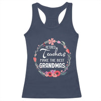 Retired Teacher Racerback Tank Top Floral For Grandmas Retirement