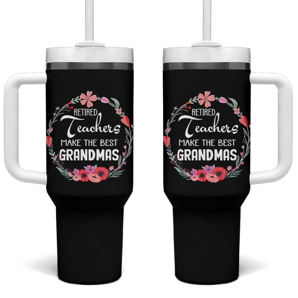 Retired Teacher Tumbler With Handle Floral For Grandmas Retirement