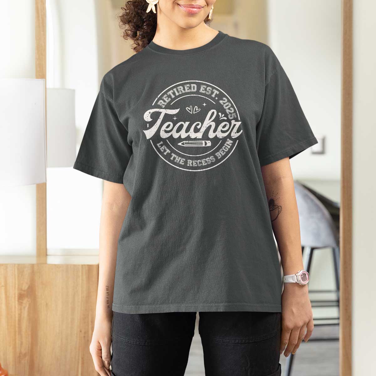 Retired Teacher 2025 T Shirt For Women Let's The Recess Begin Retirement Gifts