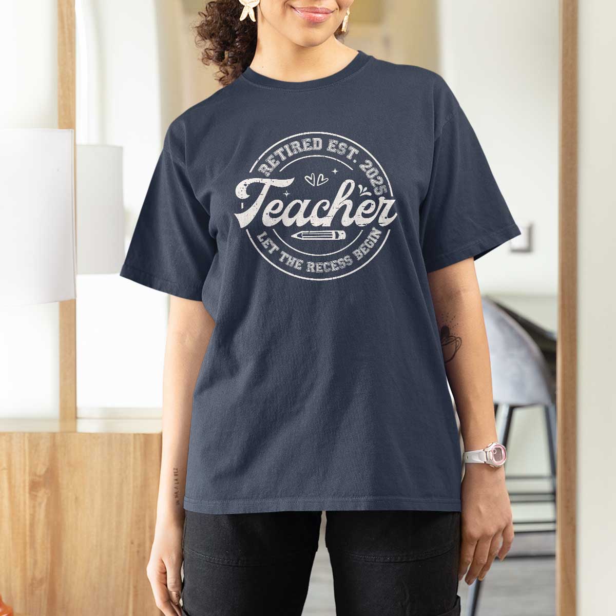 Retired Teacher 2025 T Shirt For Women Let's The Recess Begin Retirement Gifts