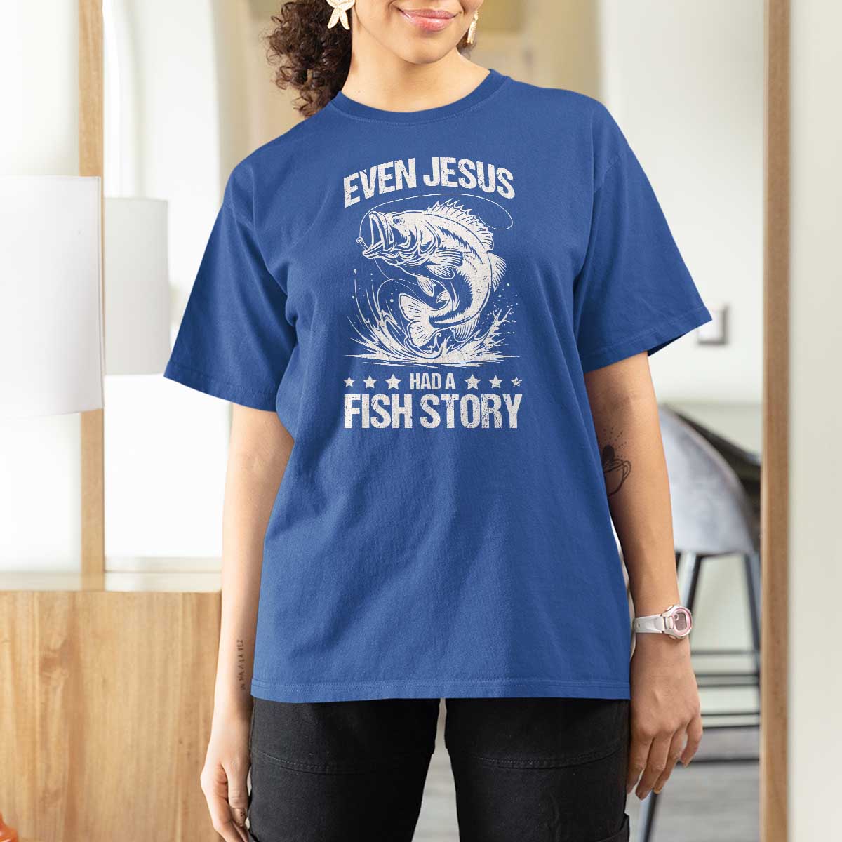 Funny Fishing T Shirt For Women Even Jesus Had A Fish Story Funny Christian Fisherman - Wonder Print Shop