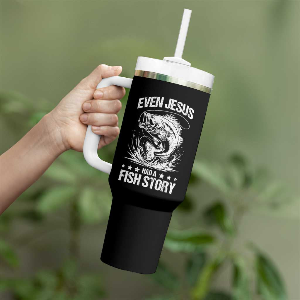 Funny Fishing Tumbler With Handle Even Jesus Had A Fish Story Funny Christian Fisherman - Wonder Print Shop