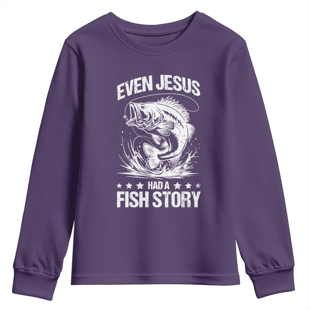 Funny Fishing Youth Sweatshirt Even Jesus Had A Fish Story Funny Christian Fisherman - Wonder Print Shop