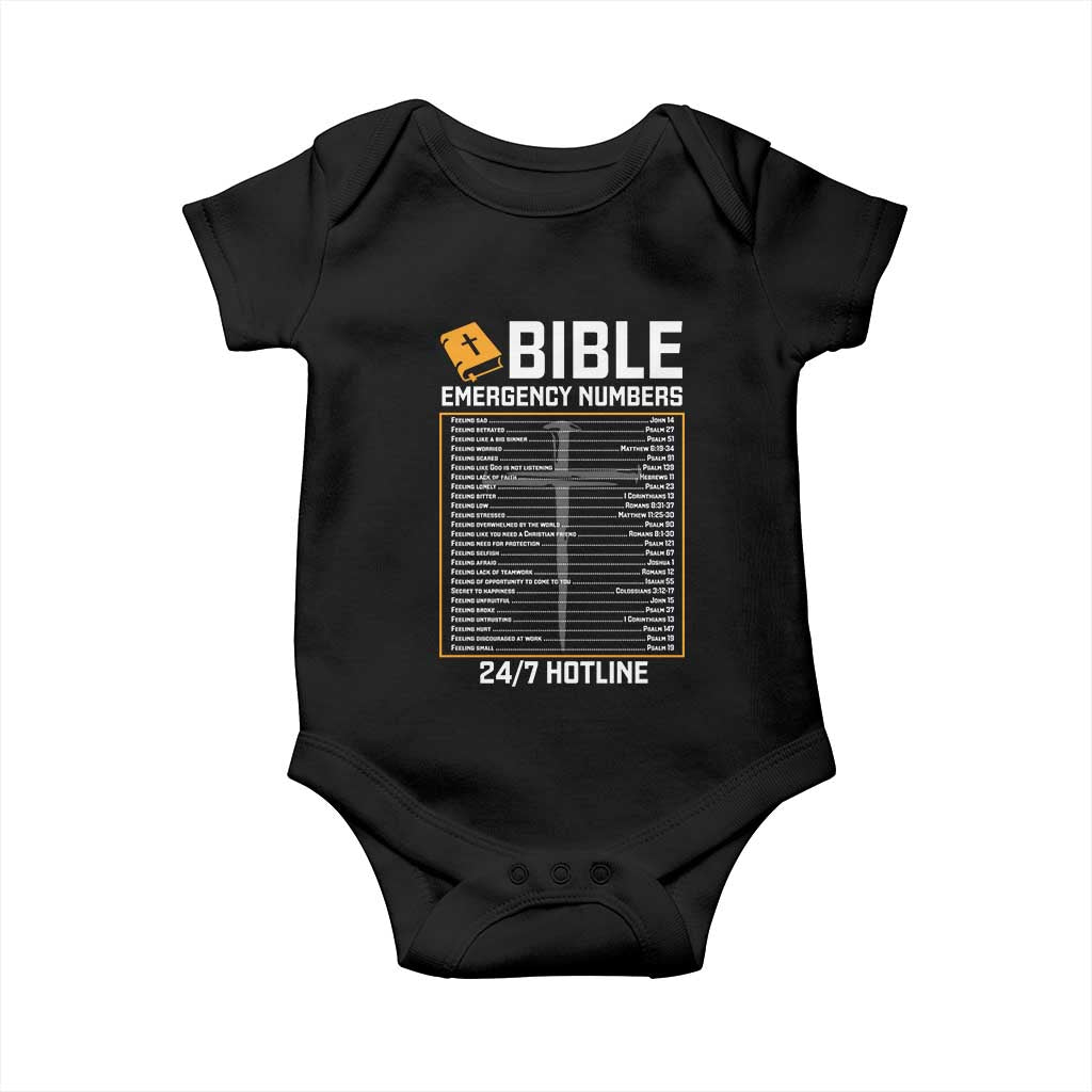 Bible Emergency Numbers Baby Onesie Funny Christian Bible Jesus Religious