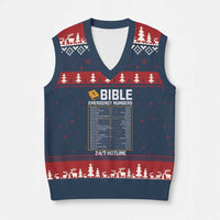 Bible Emergency Numbers V-Neck Knit Sweater Vest Funny Christian Bible Jesus Religious