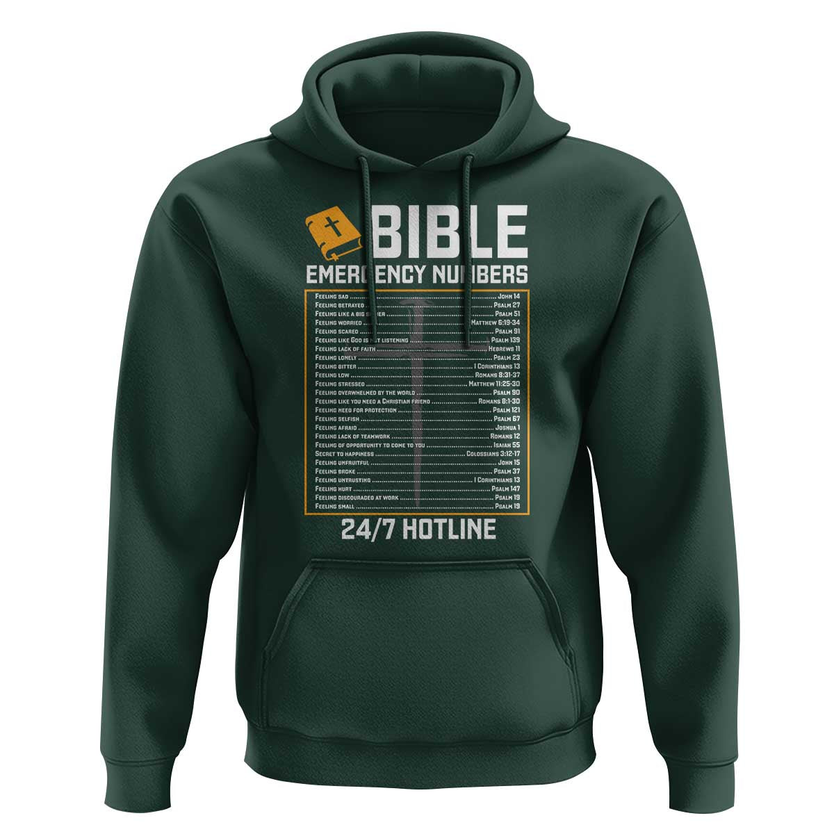 Bible Emergency Numbers Hoodie Funny Christian Bible Jesus Religious