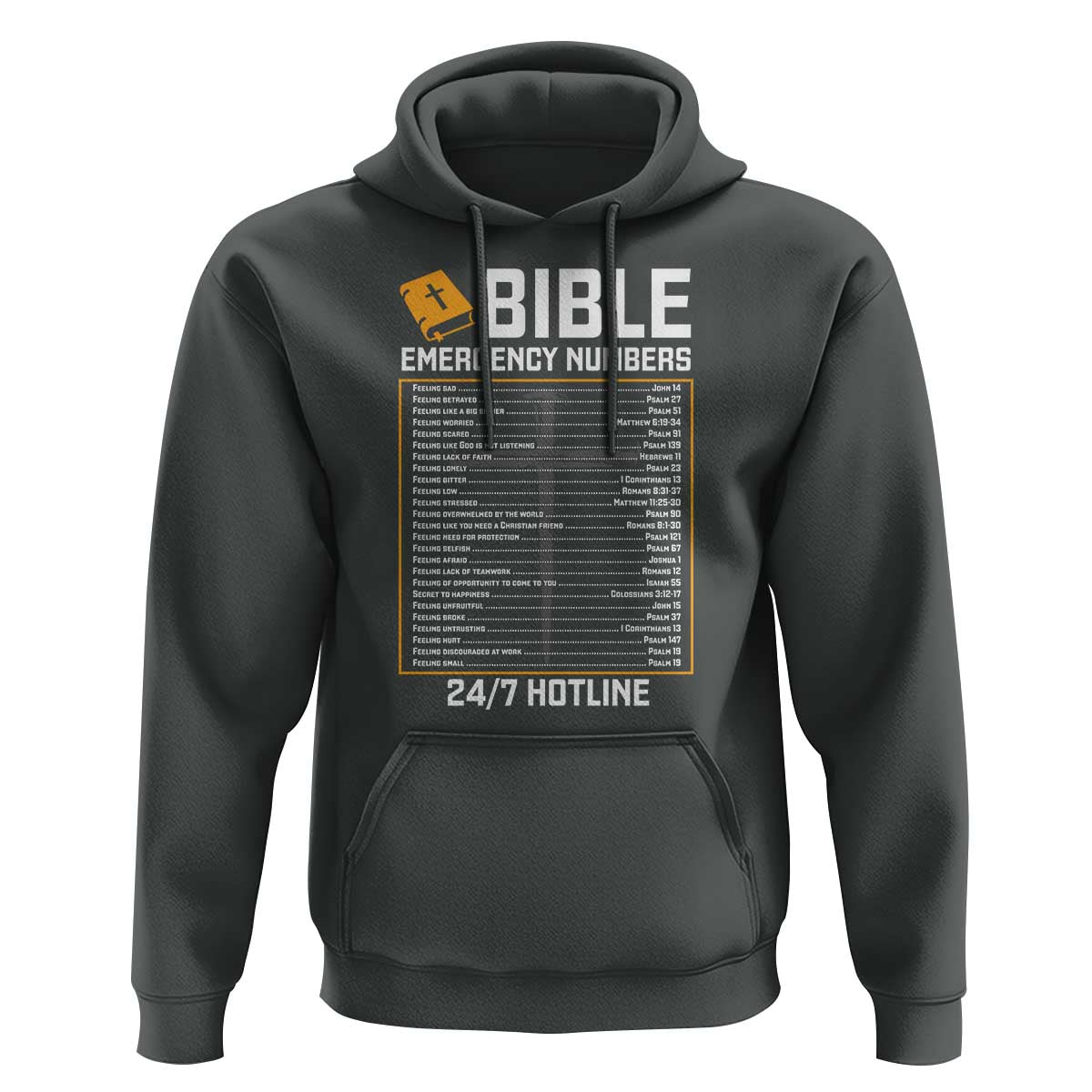 Bible Emergency Numbers Hoodie Funny Christian Bible Jesus Religious