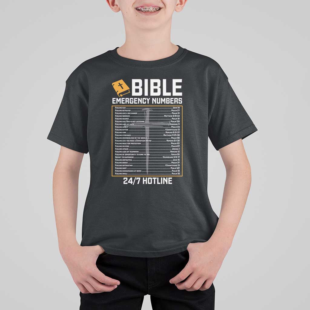 Bible Emergency Numbers T Shirt For Kid Funny Christian Bible Jesus Religious