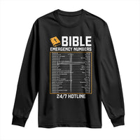 Bible Emergency Numbers Long Sleeve Shirt Funny Christian Bible Jesus Religious