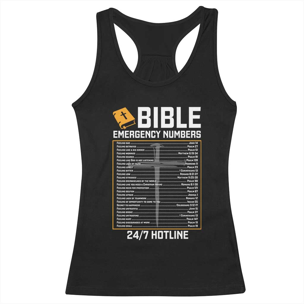 Bible Emergency Numbers Racerback Tank Top Funny Christian Bible Jesus Religious