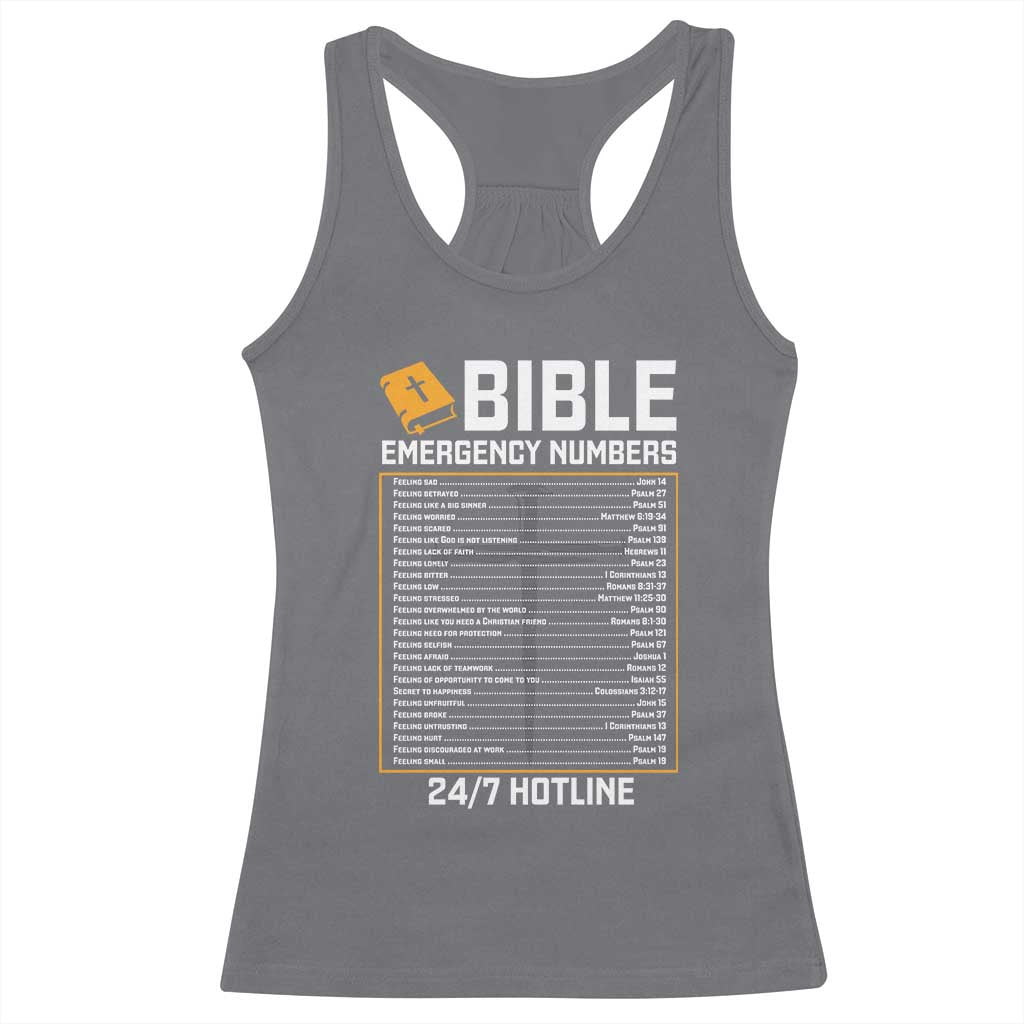 Bible Emergency Numbers Racerback Tank Top Funny Christian Bible Jesus Religious