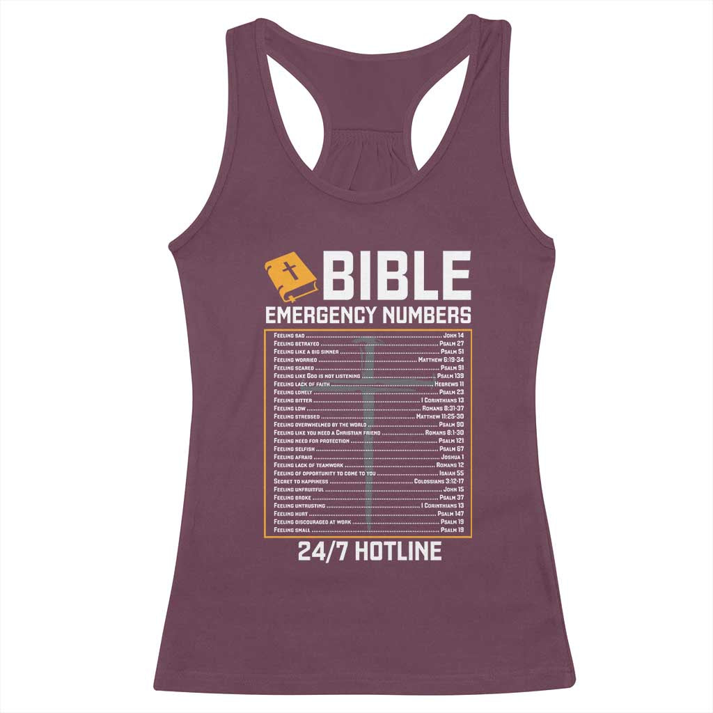 Bible Emergency Numbers Racerback Tank Top Funny Christian Bible Jesus Religious