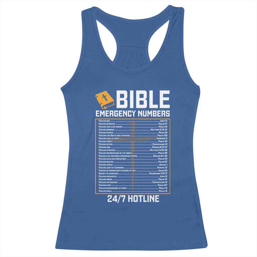 Bible Emergency Numbers Racerback Tank Top Funny Christian Bible Jesus Religious
