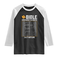 Bible Emergency Numbers Raglan Shirt Funny Christian Bible Jesus Religious