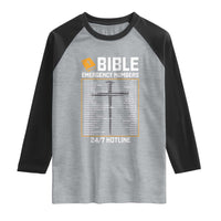 Bible Emergency Numbers Raglan Shirt Funny Christian Bible Jesus Religious
