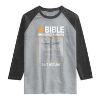 Bible Emergency Numbers Raglan Shirt Funny Christian Bible Jesus Religious