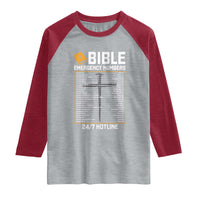 Bible Emergency Numbers Raglan Shirt Funny Christian Bible Jesus Religious