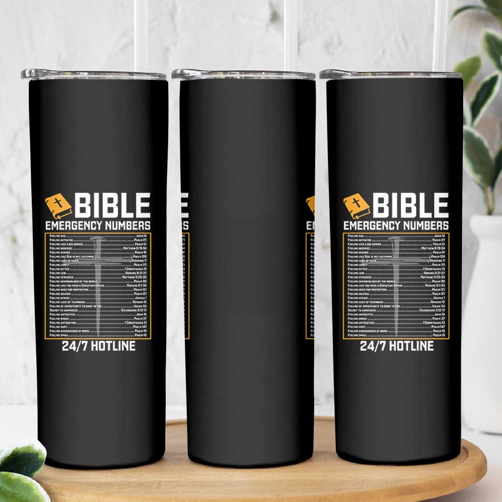 Bible Emergency Numbers Skinny Tumbler Funny Christian Bible Jesus Religious