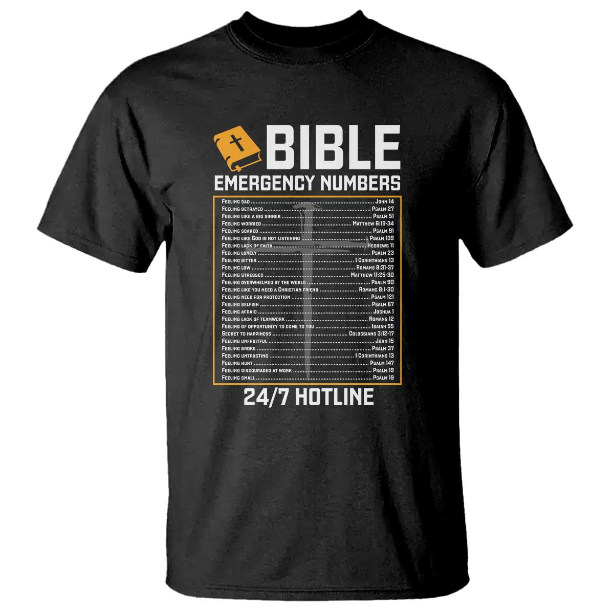 Bible Emergency Numbers T Shirt Funny Christian Bible Jesus Religious