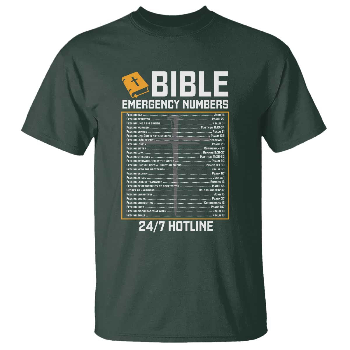 Bible Emergency Numbers T Shirt Funny Christian Bible Jesus Religious
