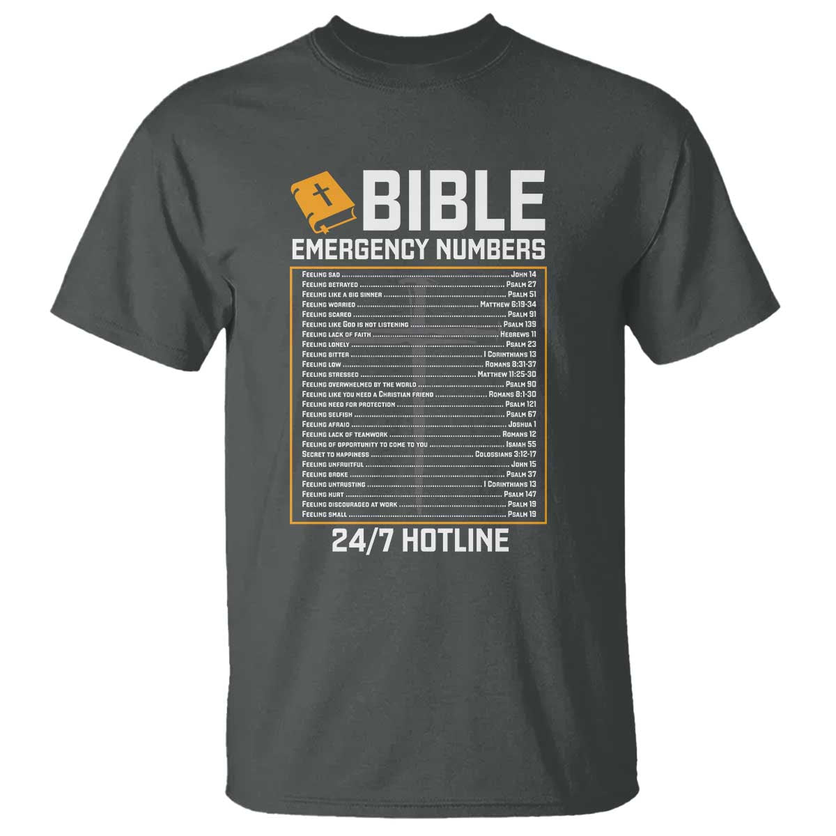 Bible Emergency Numbers T Shirt Funny Christian Bible Jesus Religious