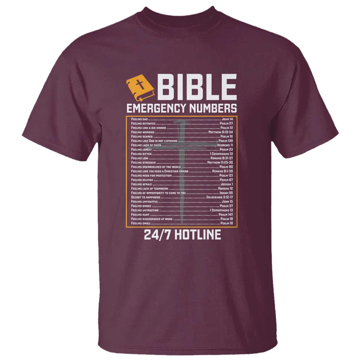 Bible Emergency Numbers T Shirt Funny Christian Bible Jesus Religious