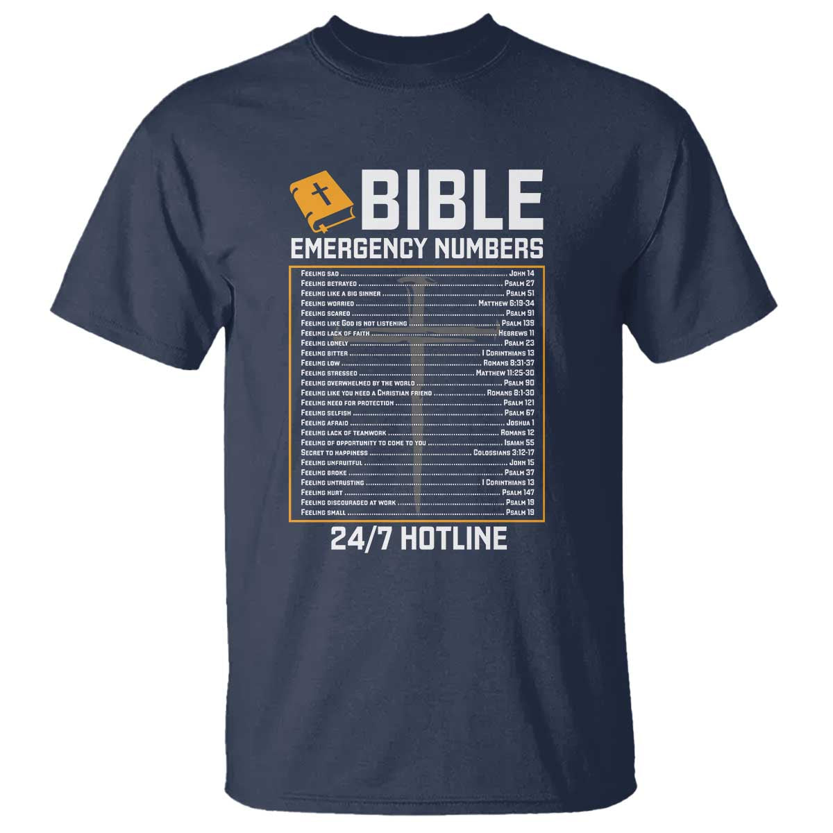 Bible Emergency Numbers T Shirt Funny Christian Bible Jesus Religious