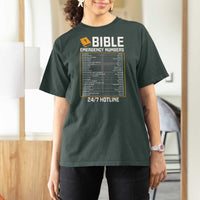 Bible Emergency Numbers T Shirt For Women Funny Christian Bible Jesus Religious