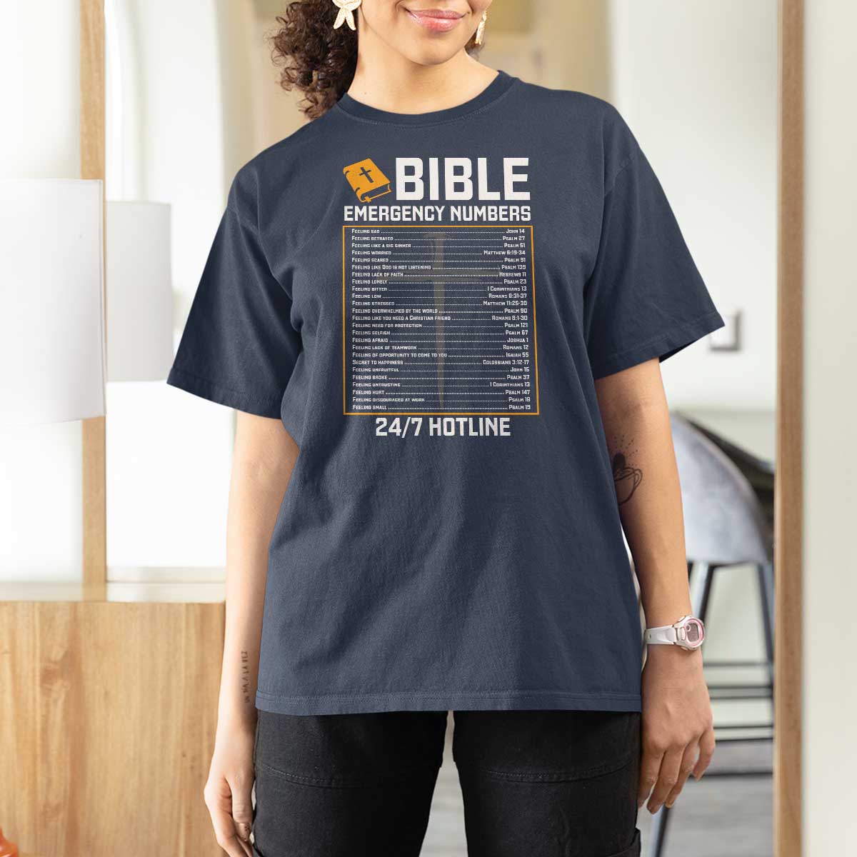 Bible Emergency Numbers T Shirt For Women Funny Christian Bible Jesus Religious