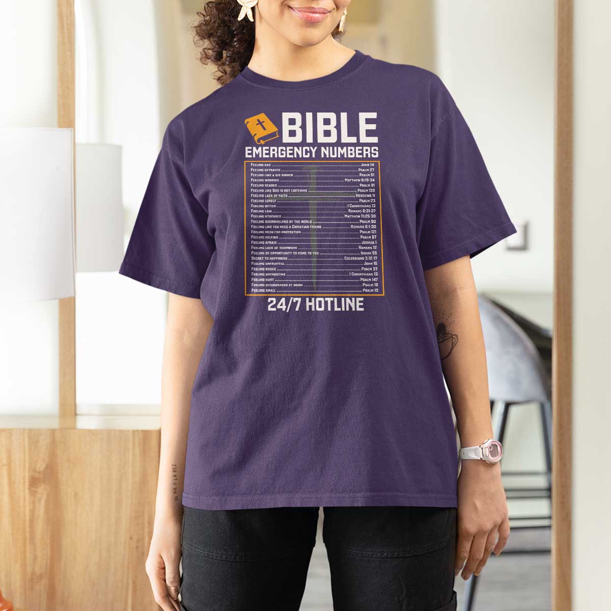 Bible Emergency Numbers T Shirt For Women Funny Christian Bible Jesus Religious