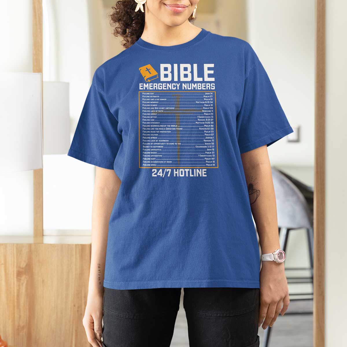 Bible Emergency Numbers T Shirt For Women Funny Christian Bible Jesus Religious