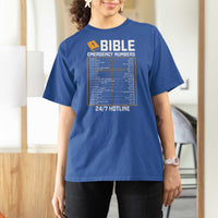 Bible Emergency Numbers T Shirt For Women Funny Christian Bible Jesus Religious