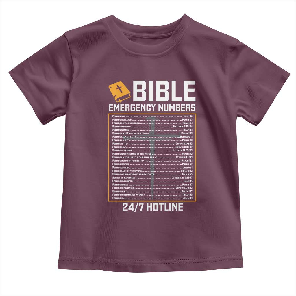 Bible Emergency Numbers Toddler T Shirt Funny Christian Bible Jesus Religious