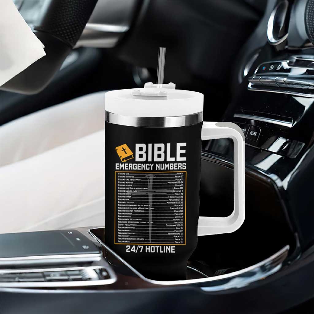Bible Emergency Numbers Tumbler With Handle Funny Christian Bible Jesus Religious