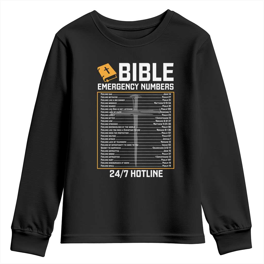 Bible Emergency Numbers Youth Sweatshirt Funny Christian Bible Jesus Religious