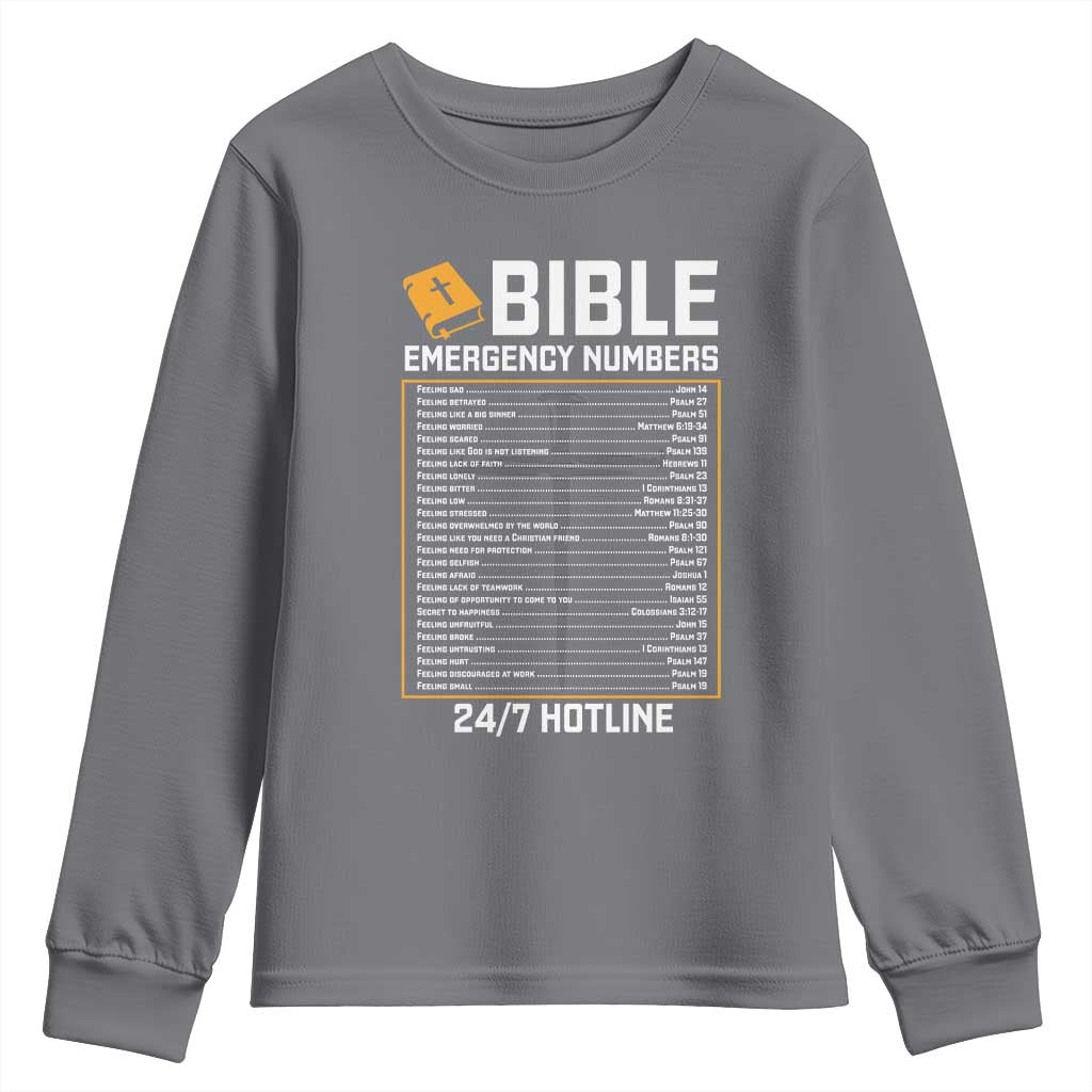 Bible Emergency Numbers Youth Sweatshirt Funny Christian Bible Jesus Religious