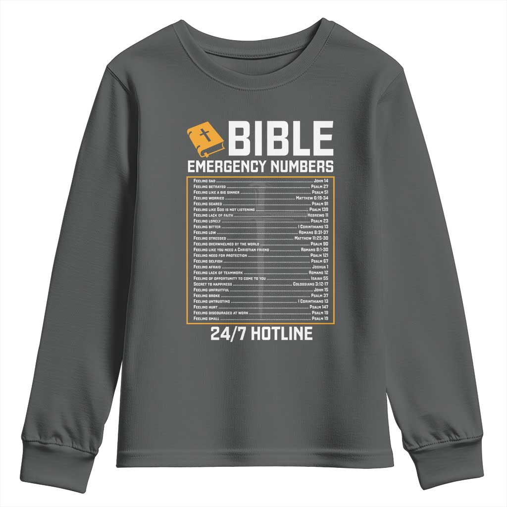 Bible Emergency Numbers Youth Sweatshirt Funny Christian Bible Jesus Religious