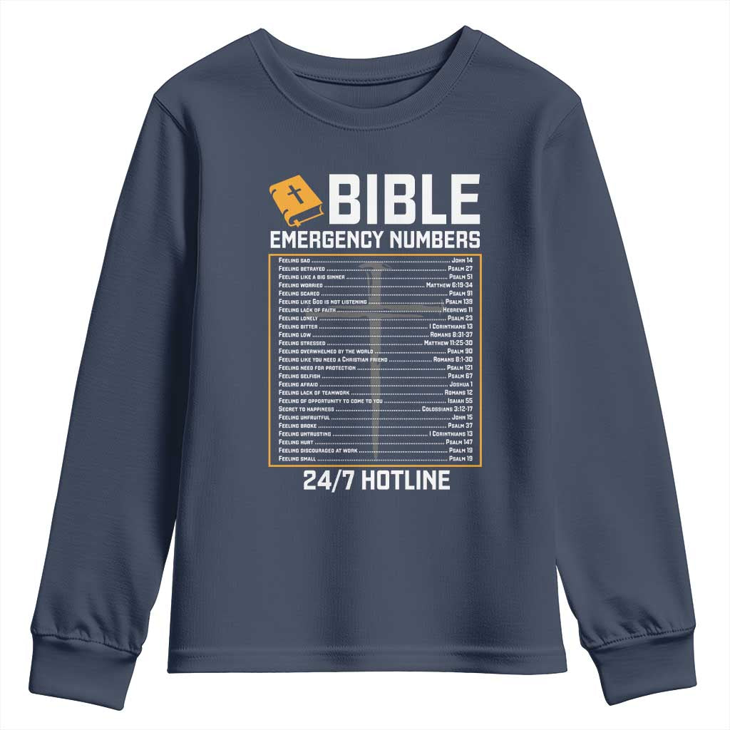 Bible Emergency Numbers Youth Sweatshirt Funny Christian Bible Jesus Religious