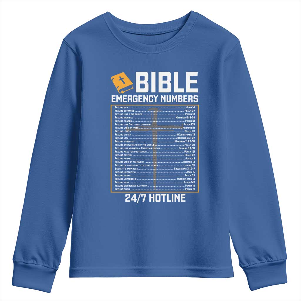 Bible Emergency Numbers Youth Sweatshirt Funny Christian Bible Jesus Religious