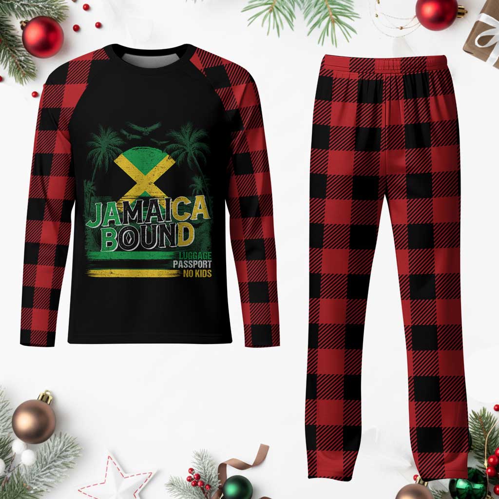 Jamaican Travel Plaid Pajama Set Straight Trippin Jamaica Vacation Retro - Wonder Print Shop