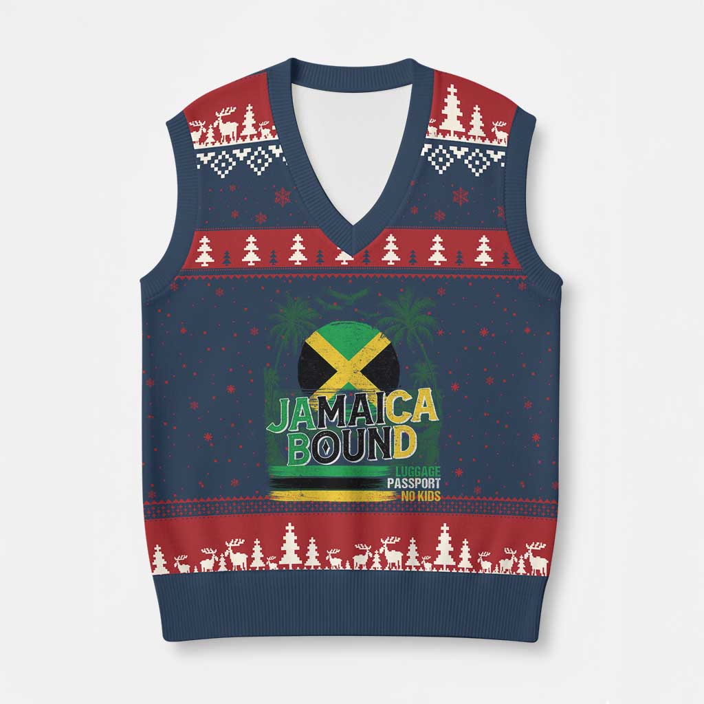Jamaican Travel V-Neck Knit Sweater Vest Straight Trippin Jamaica Vacation Retro - Wonder Print Shop