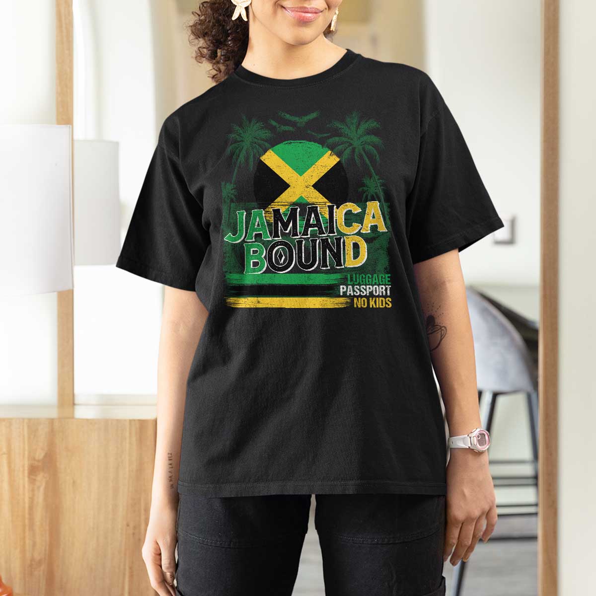 Jamaican Travel T Shirt For Women Straight Trippin Jamaica Vacation Retro - Wonder Print Shop