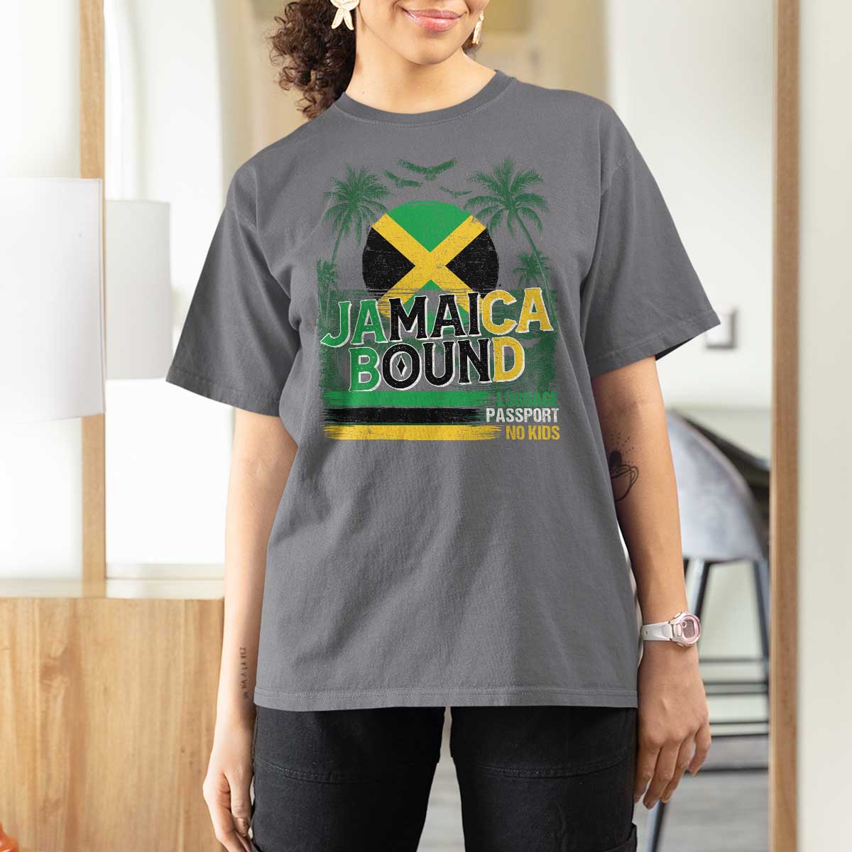 Jamaican Travel T Shirt For Women Straight Trippin Jamaica Vacation Retro - Wonder Print Shop