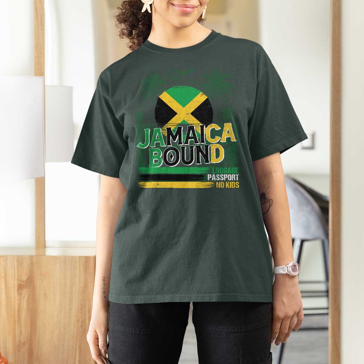 Jamaican Travel T Shirt For Women Straight Trippin Jamaica Vacation Retro - Wonder Print Shop