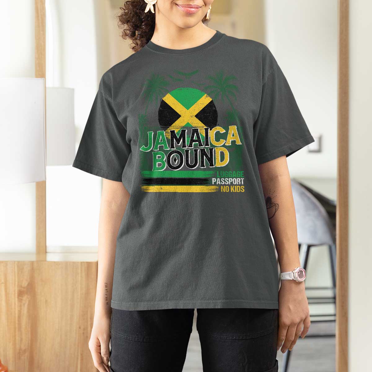 Jamaican Travel T Shirt For Women Straight Trippin Jamaica Vacation Retro - Wonder Print Shop