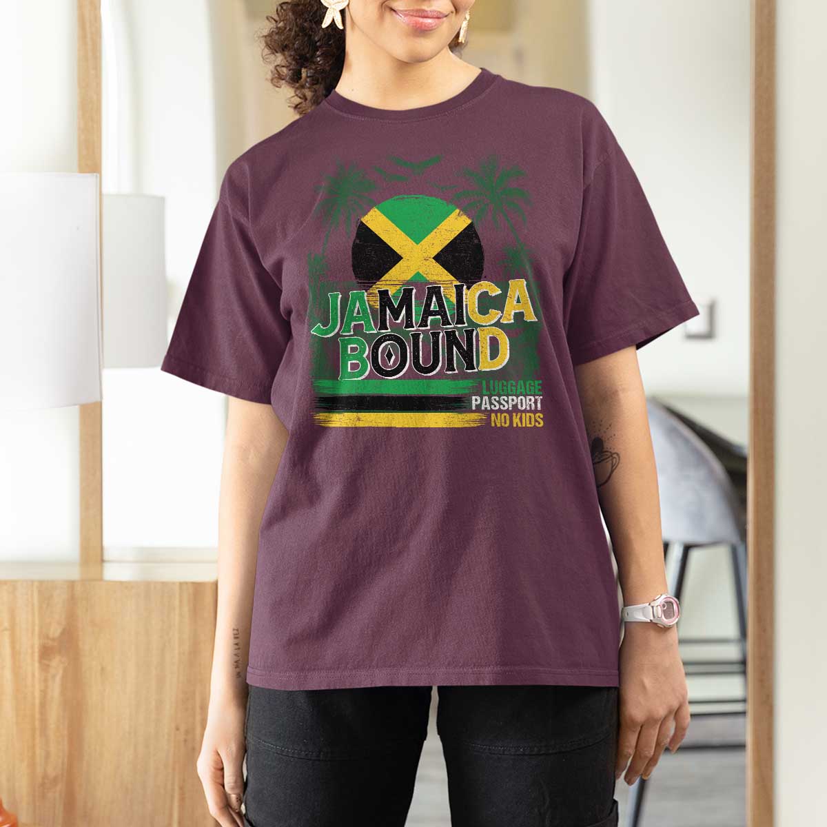 Jamaican Travel T Shirt For Women Straight Trippin Jamaica Vacation Retro - Wonder Print Shop