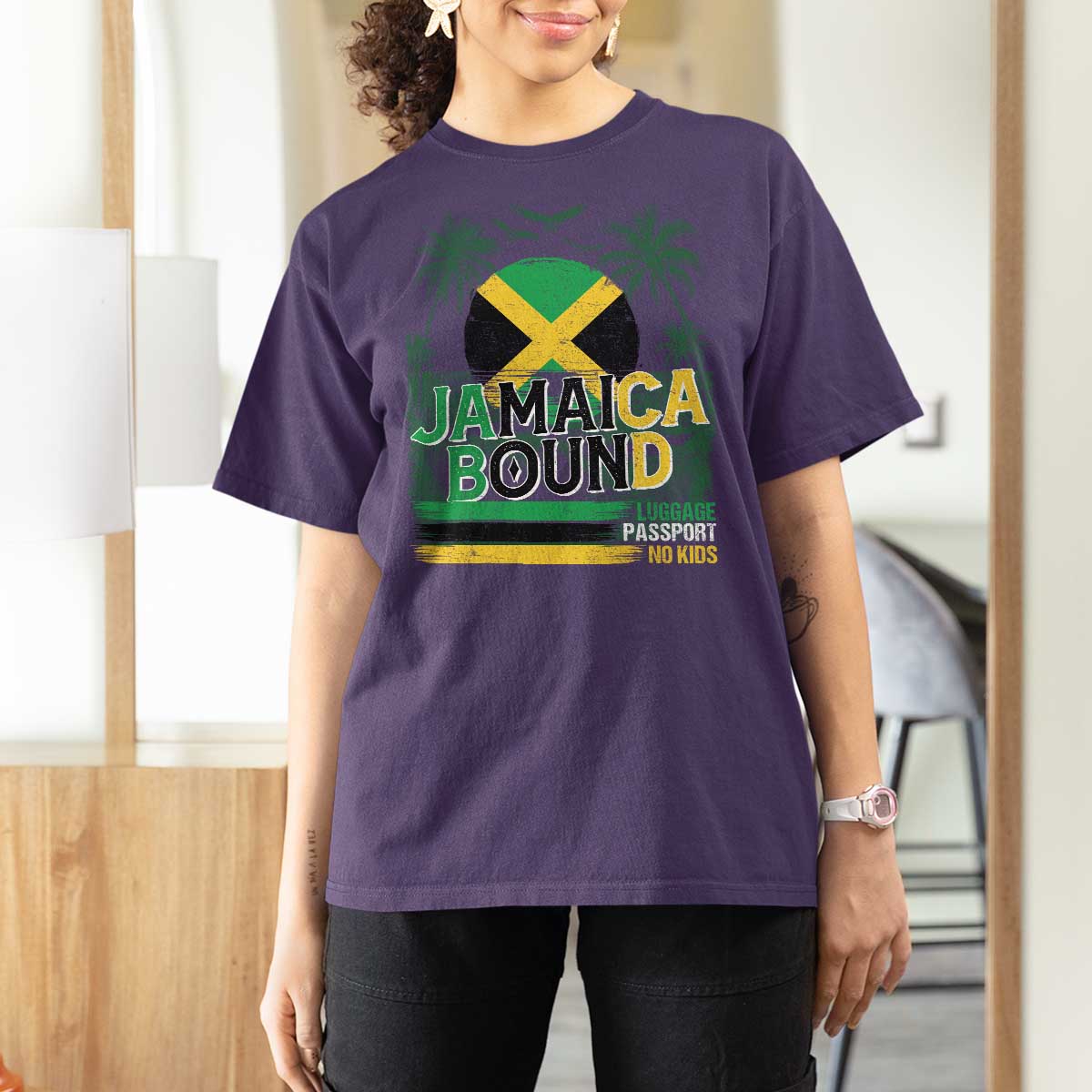 Jamaican Travel T Shirt For Women Straight Trippin Jamaica Vacation Retro - Wonder Print Shop
