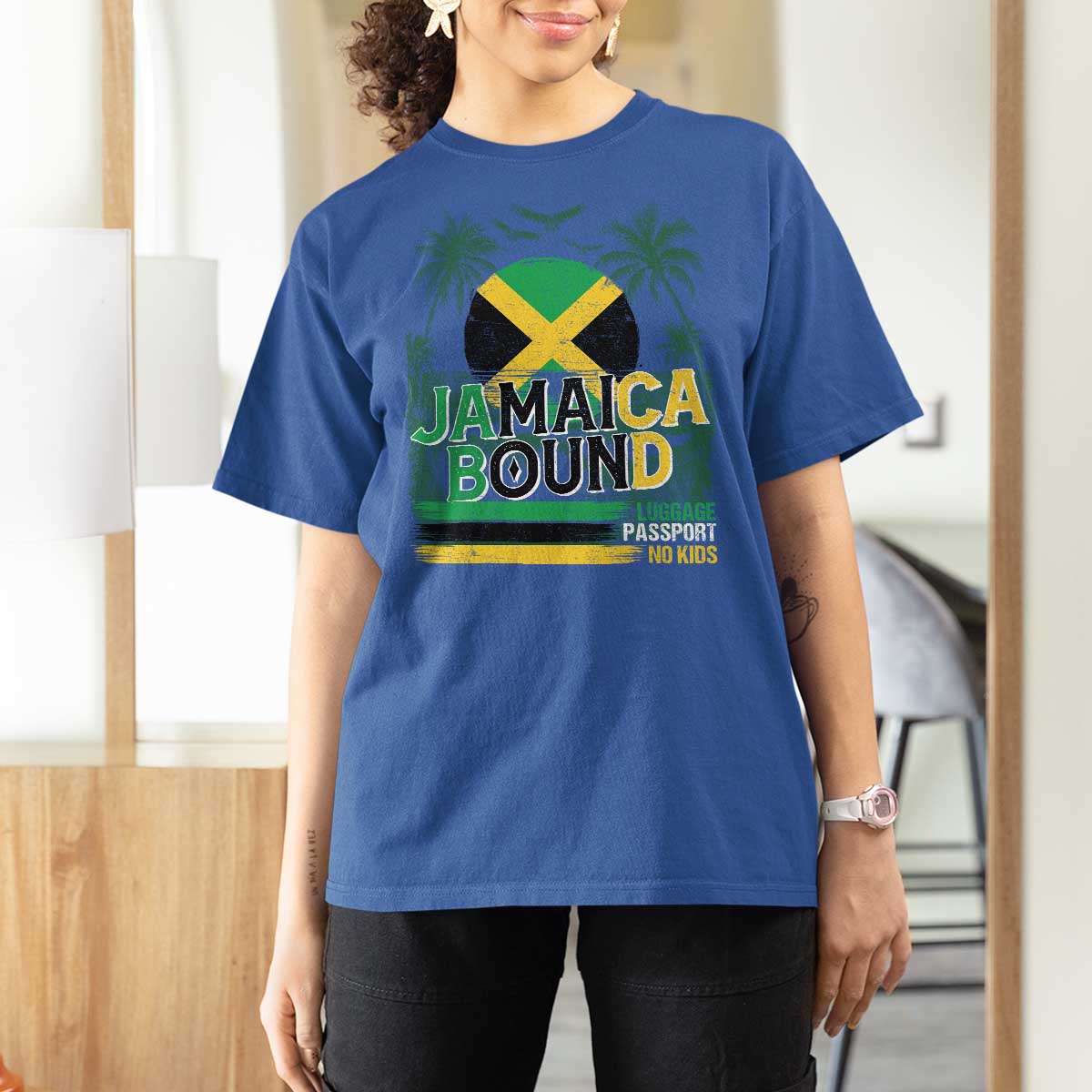 Jamaican Travel T Shirt For Women Straight Trippin Jamaica Vacation Retro - Wonder Print Shop