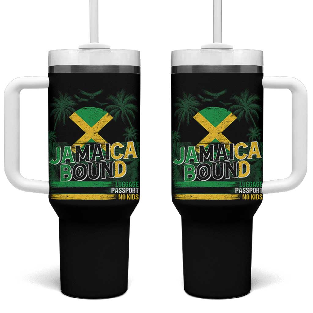 Jamaican Travel Tumbler With Handle Straight Trippin Jamaica Vacation Retro - Wonder Print Shop